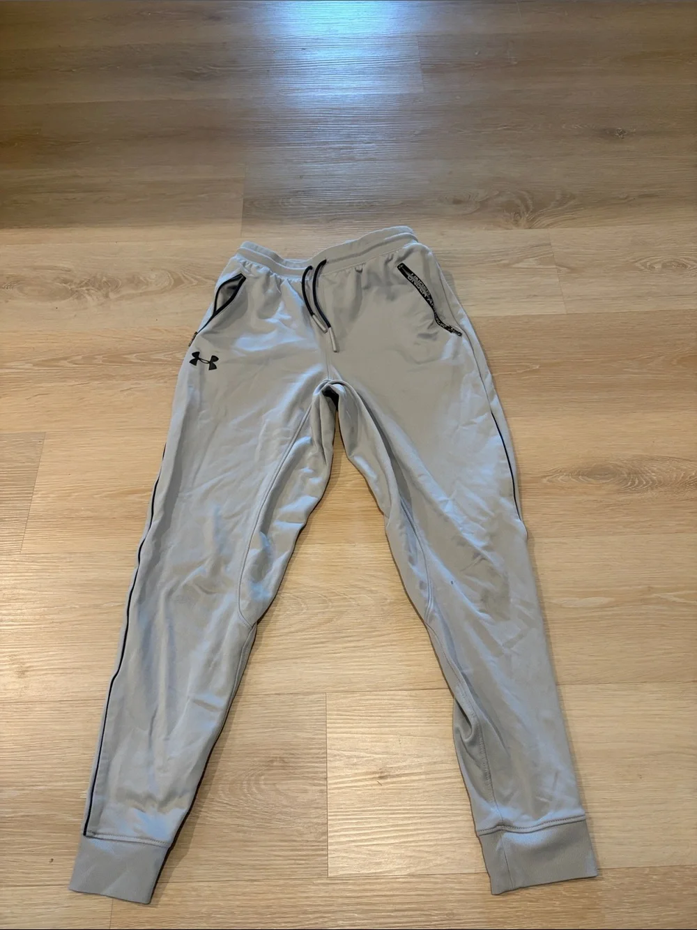 Under Armour Light Gray Men's Performance Joggers with Black Trim